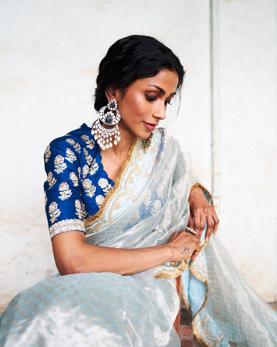 Trishi rawsilk blouse - Cobalt blue