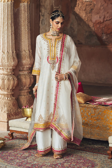 SUMAIRA - DAISY IVORY LONG KURTA WITH PALAZZO AND DUPATTA
