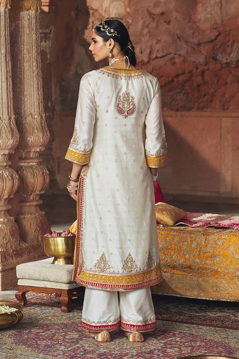 SUMAIRA - DAISY IVORY LONG KURTA WITH PALAZZO AND DUPATTA