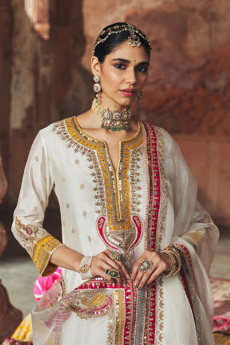SUMAIRA - DAISY IVORY LONG KURTA WITH PALAZZO AND DUPATTA