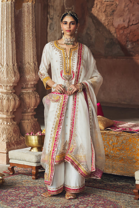 SUMAIRA - DAISY IVORY LONG KURTA WITH PALAZZO AND DUPATTA