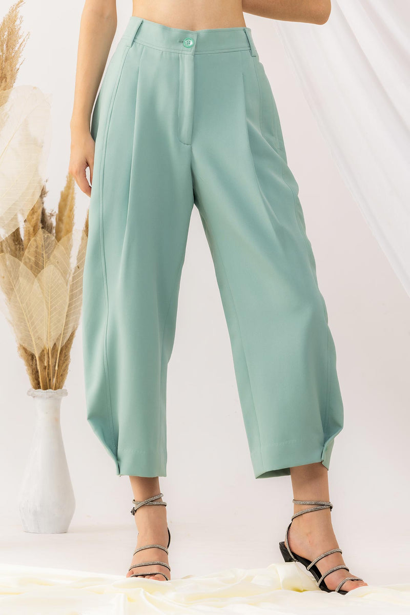 Sea Green yoka style pant With Button