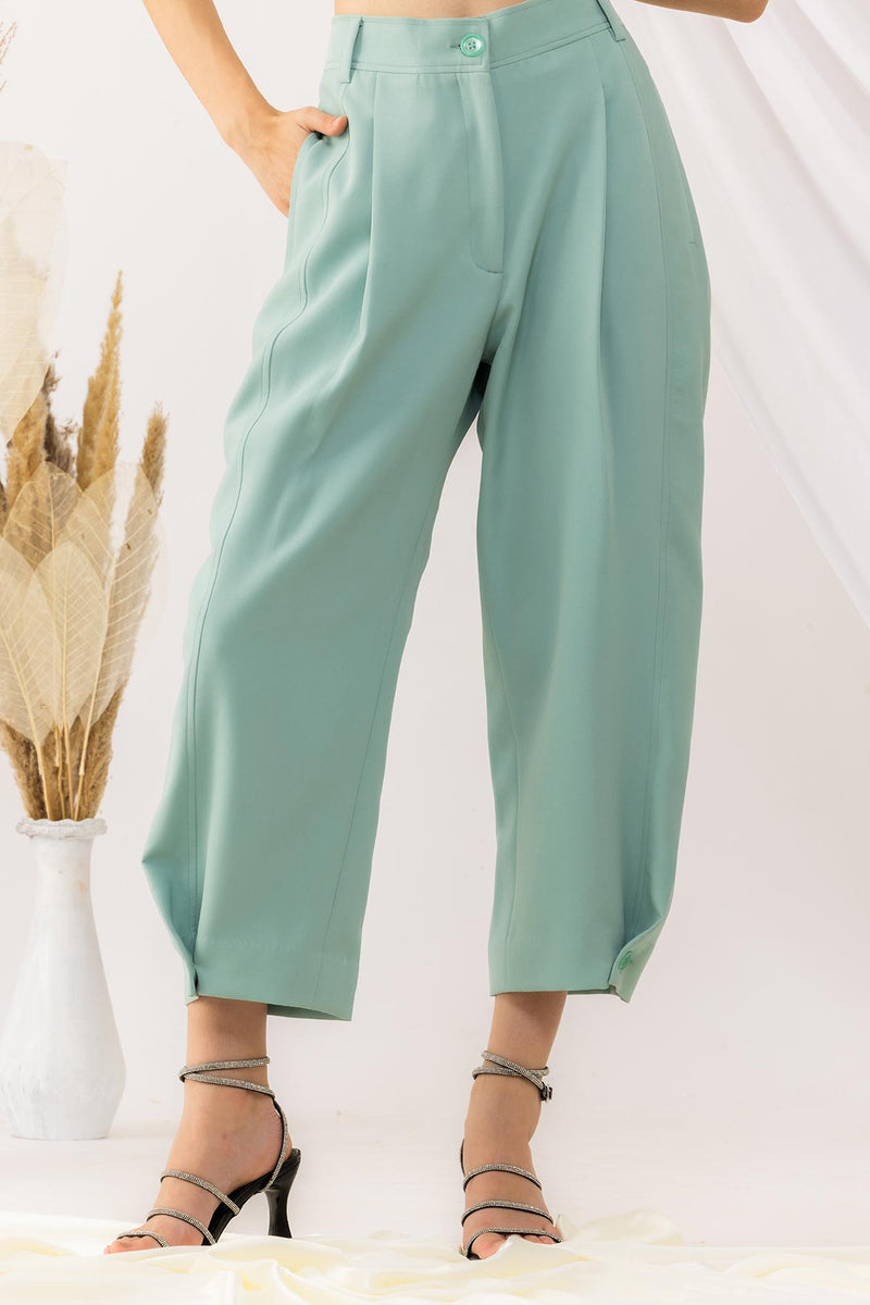 Sea Green yoka style pant With Button