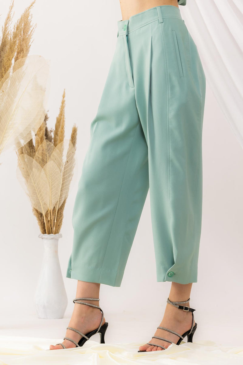 Sea Green yoka style pant With Button
