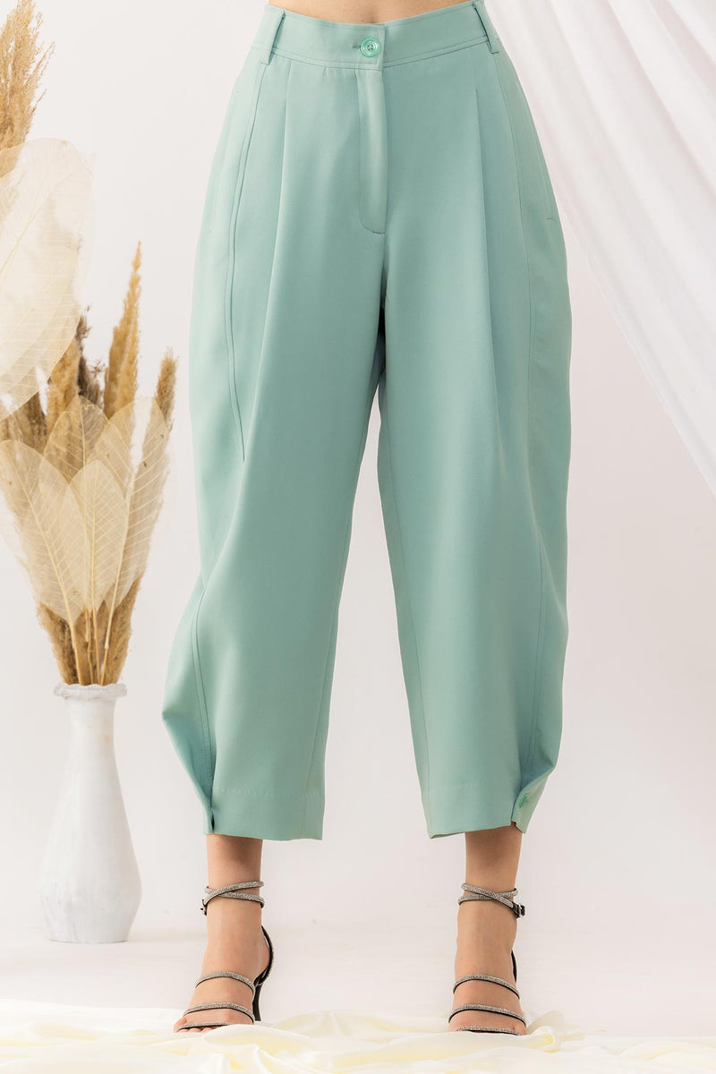 Sea Green yoka style pant With Button