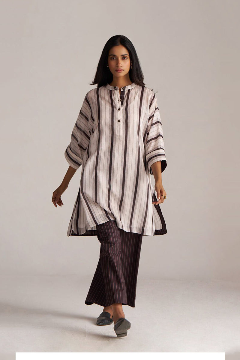 Seal Brown and Cream Mul-Mul Co-ord Set