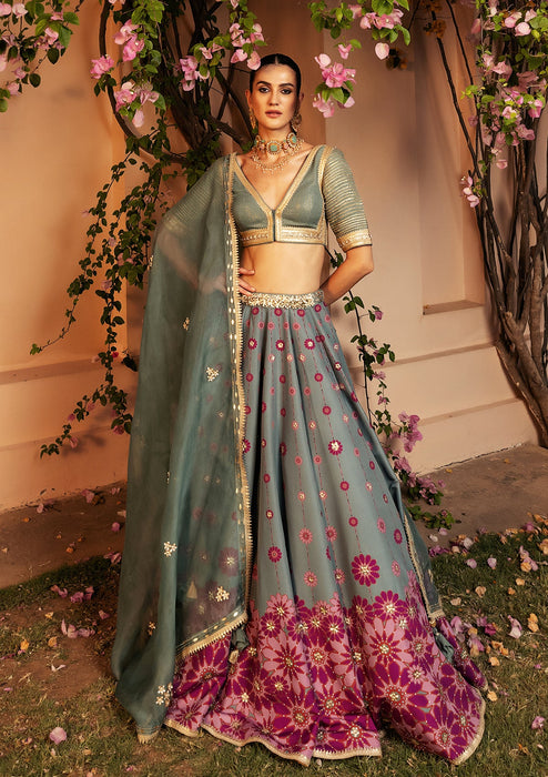 Nazreen Teal Lehenga Set