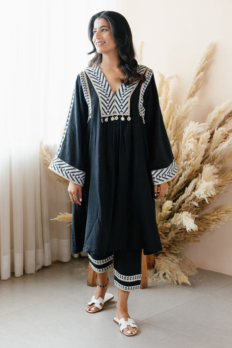 Coal Aztec Kurta Set