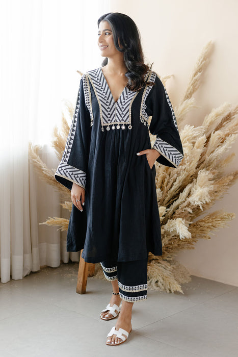 Coal Aztec Kurta Set