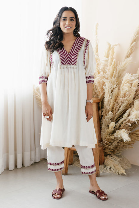 Ivory Aztec Kurta Set