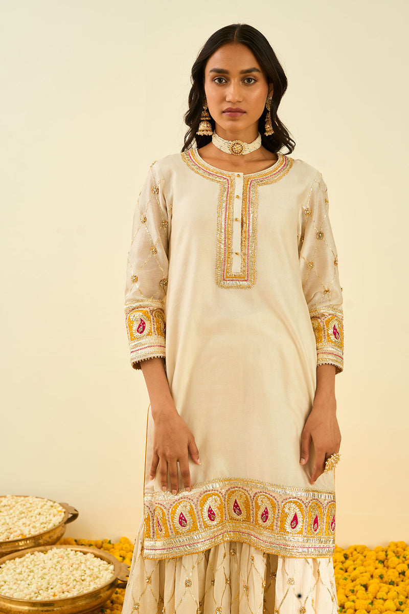 Shabina- Short kurta with garara and dupatta