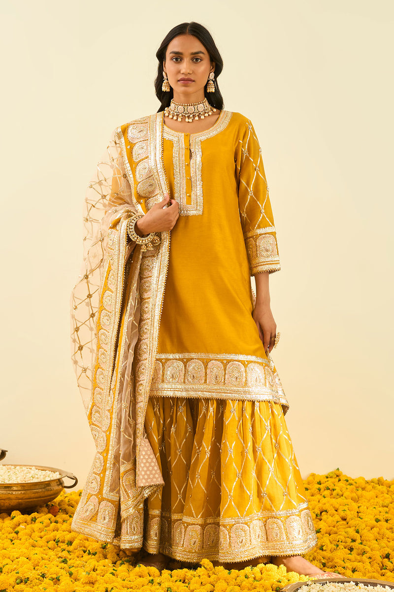 Shabina-Short kurta with garara and dupatta