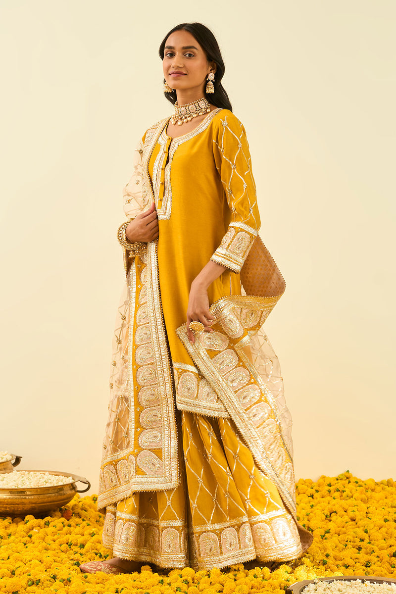Shabina-Short kurta with garara and dupatta