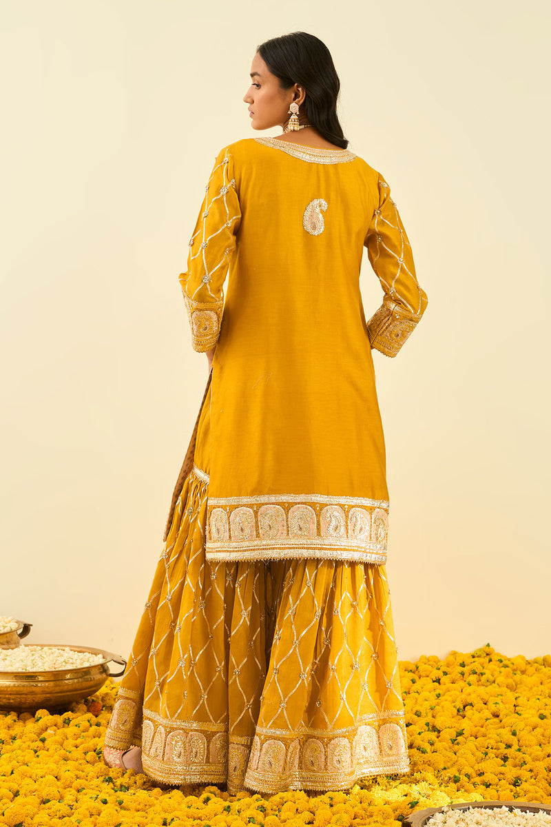 Shabina-Short kurta with garara and dupatta