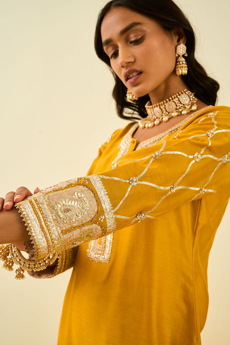 Shabina-Short kurta with garara and dupatta