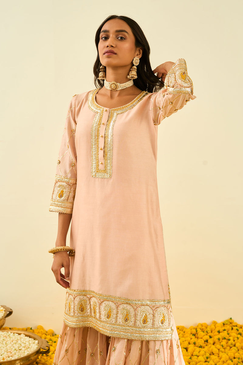 Shabina- Short kurta with garara and dupatta
