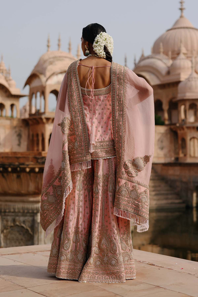 Tasnim - Pink Kurta Set with Sharara & Dupatta