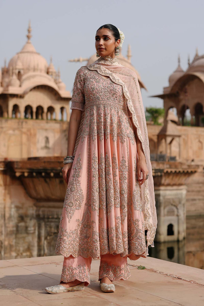 Mahrosh - Pink Kalidaar Anarkali Set with Palazzo & Dupatta