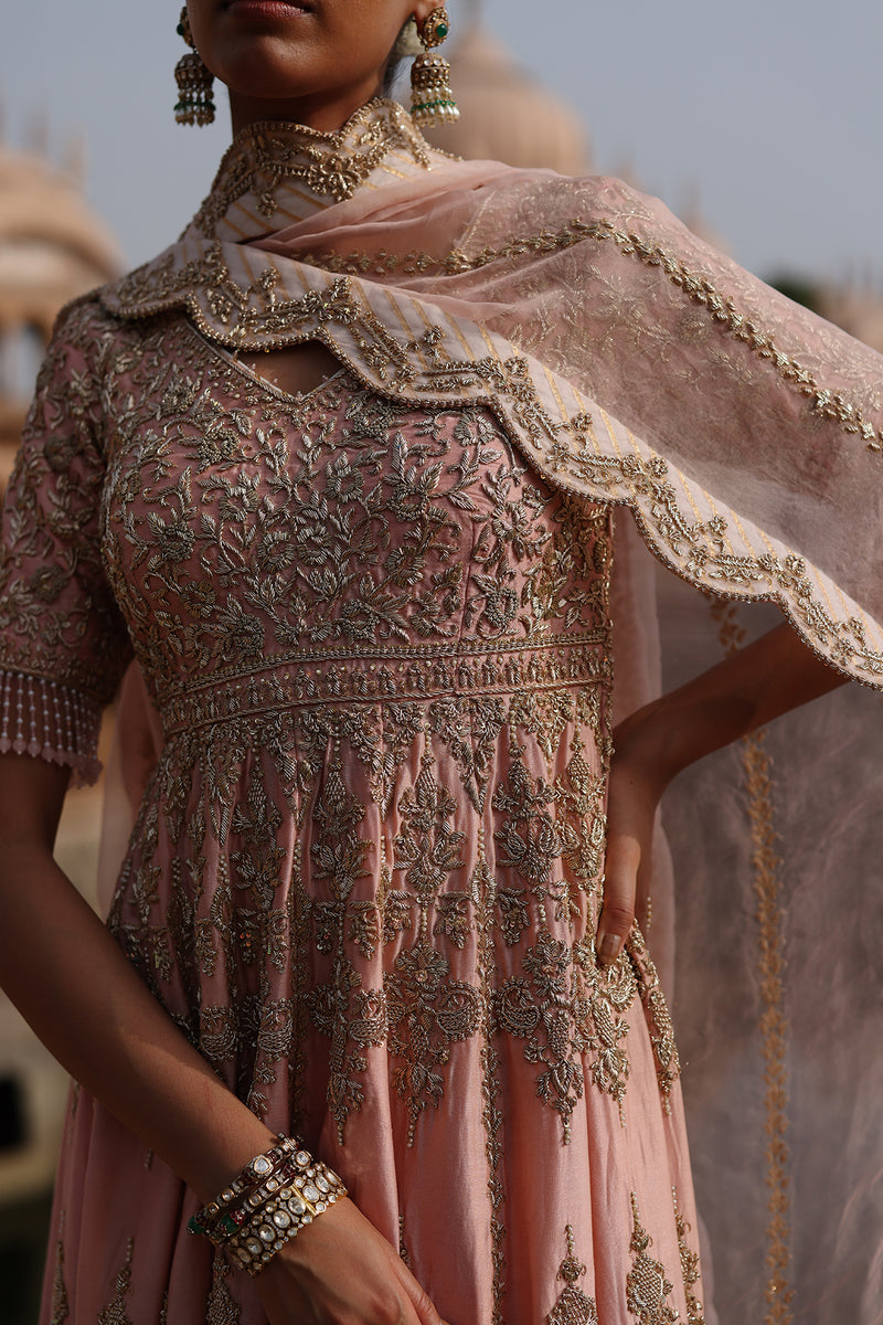 Mahrosh - Pink Kalidaar Anarkali Set with Palazzo & Dupatta