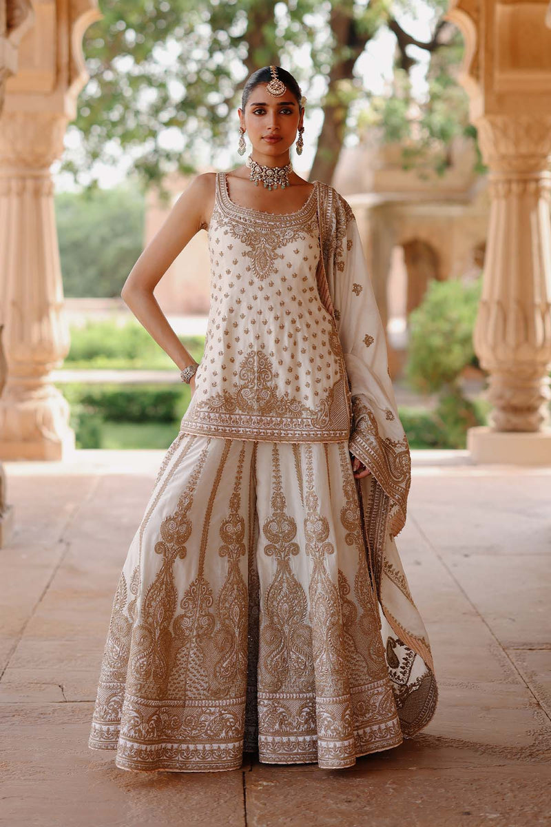 Shabnam - Daisy Ivory Kurta Set with Sharara & Dupatta