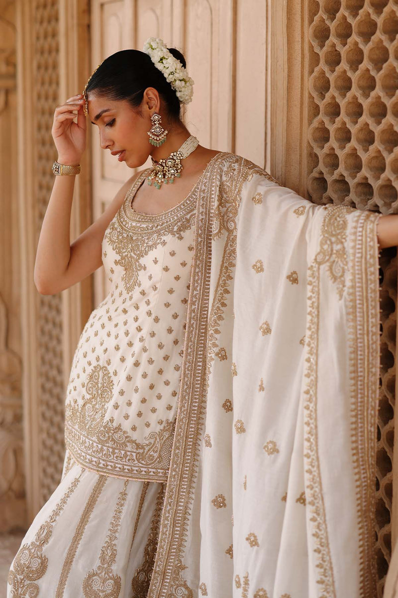 Shabnam - Daisy Ivory Kurta Set with Sharara & Dupatta