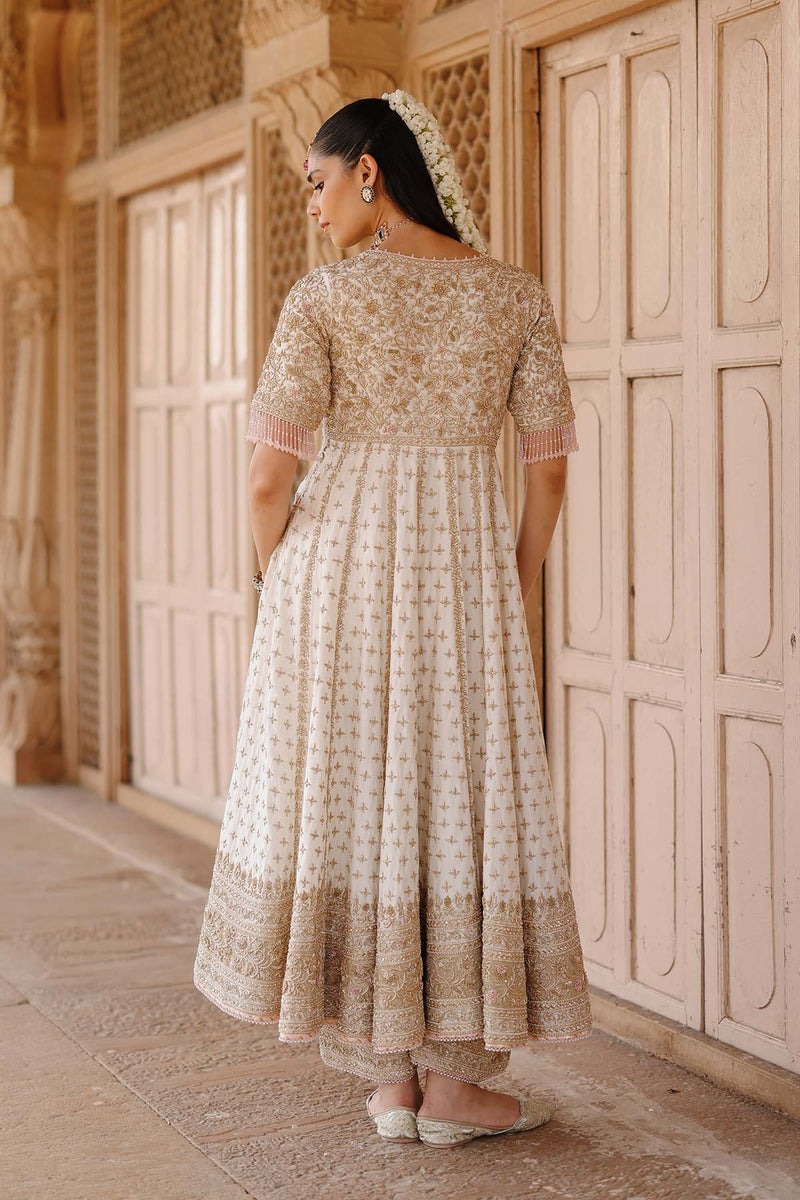 Nafees  - Daisy Ivory Kalidaar Anarkali Set with Palazzo & Dupatta