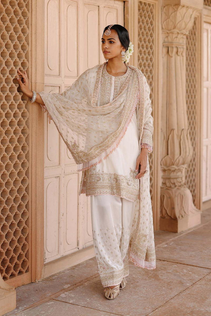Ansha - Daisy Ivory Short Kurta Set with Salwar & Dupatta