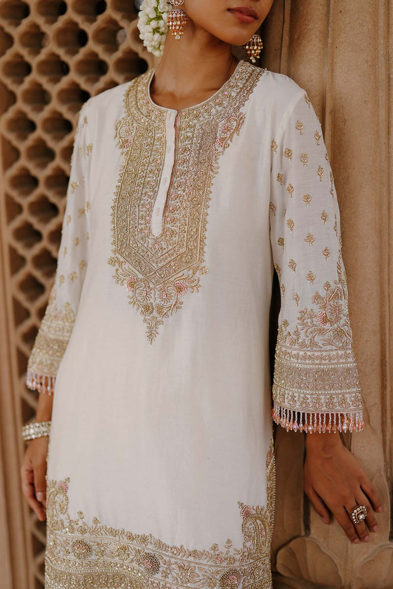 Ansha - Daisy Ivory Short Kurta Set with Salwar & Dupatta