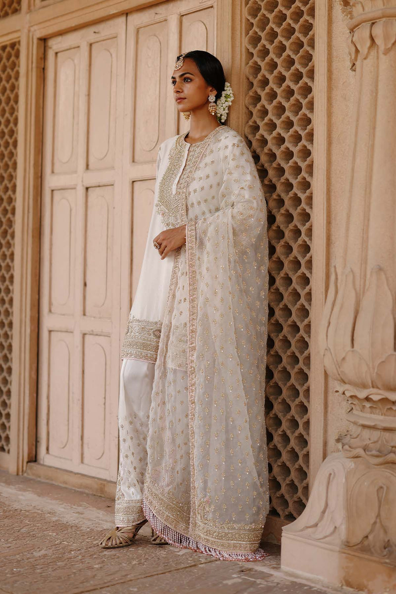 Ansha - Daisy Ivory Short Kurta Set with Salwar & Dupatta