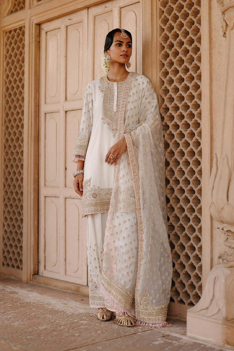 Ansha - Daisy Ivory Short Kurta Set with Salwar & Dupatta