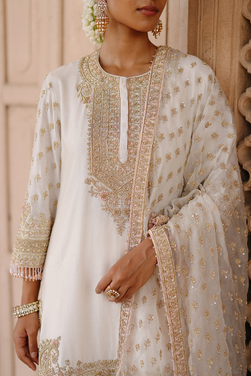 Ansha - Daisy Ivory Short Kurta Set with Salwar & Dupatta