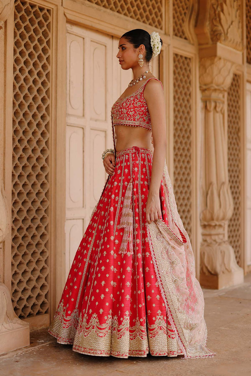 Noorbano - Hot Pink Lehenga Set with Blouse & Dupatta