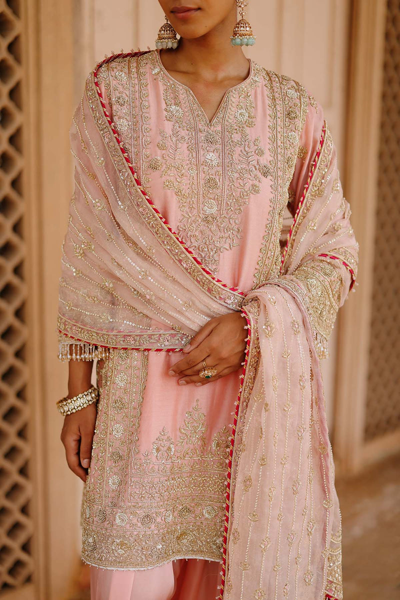 Elaya - Pink Short Kurta Set with Matching Salwar & Dupatta