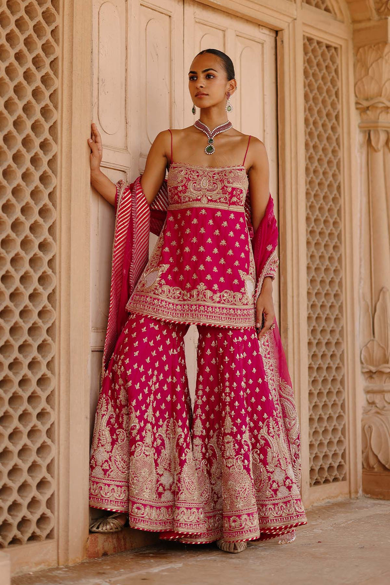 Nisbat - Hot Pink Kurta Set with Garara & Dupatta