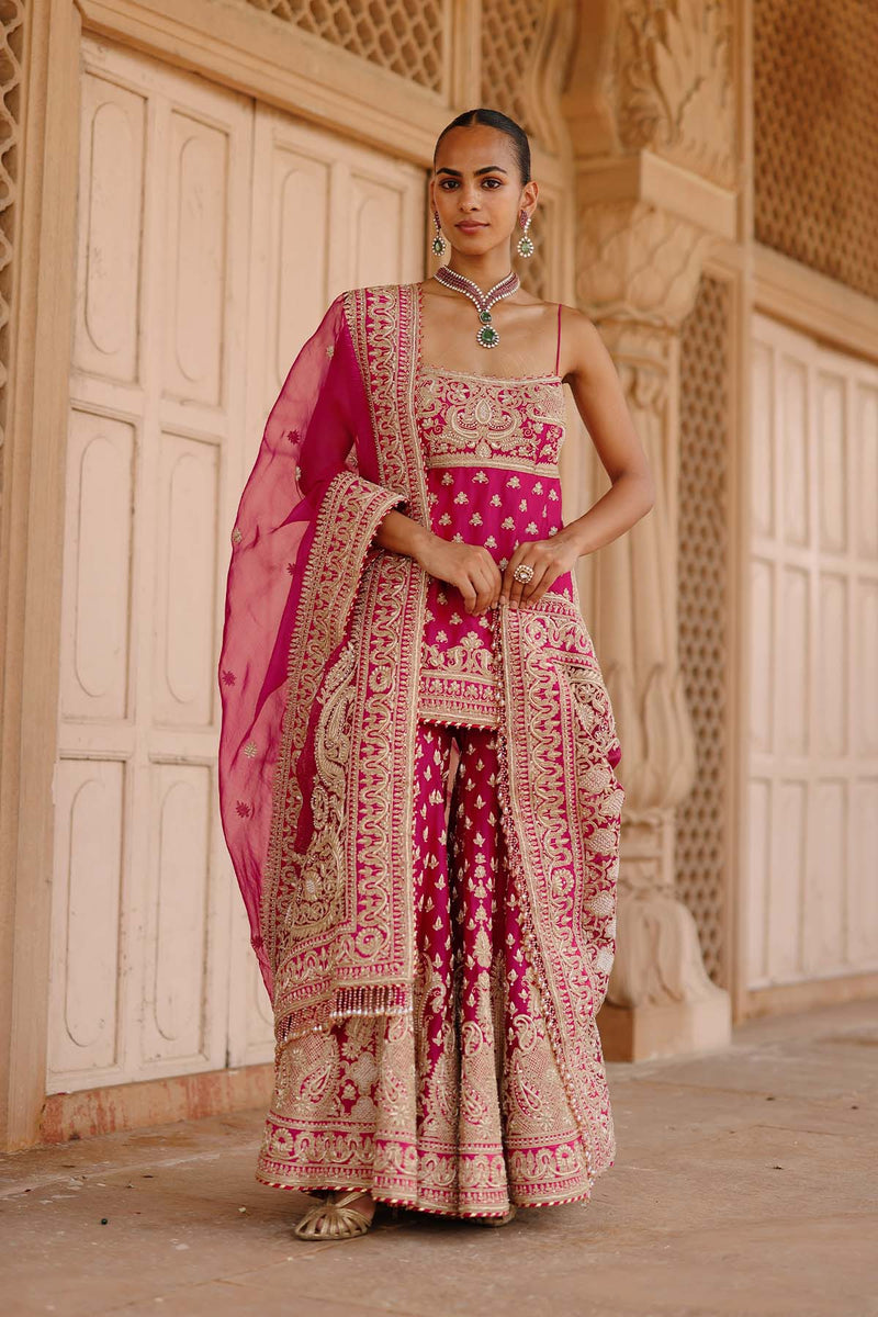 Nisbat - Hot Pink Kurta Set with Garara & Dupatta