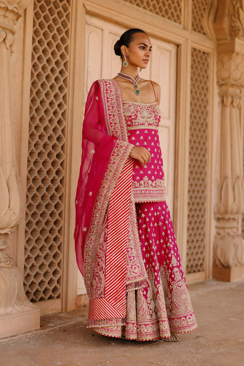 Nisbat - Hot Pink Kurta Set with Garara & Dupatta