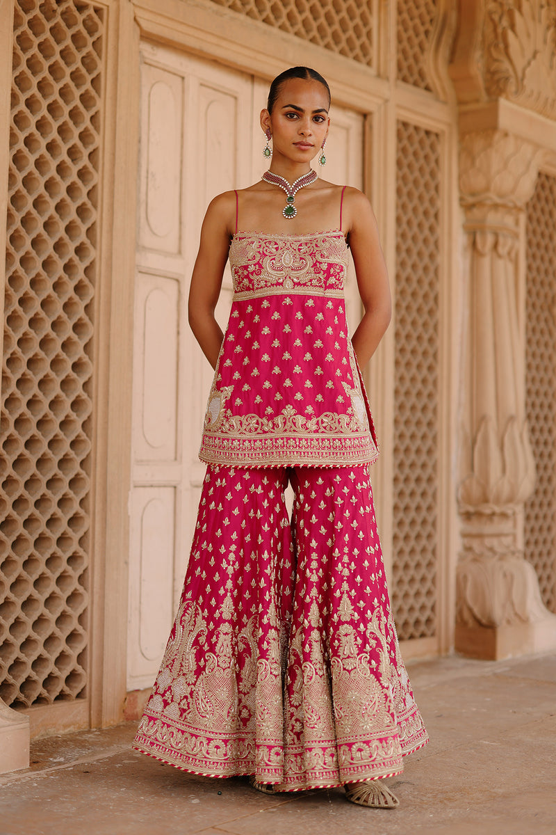 Nisbat - Hot Pink Kurta Set with Garara & Dupatta
