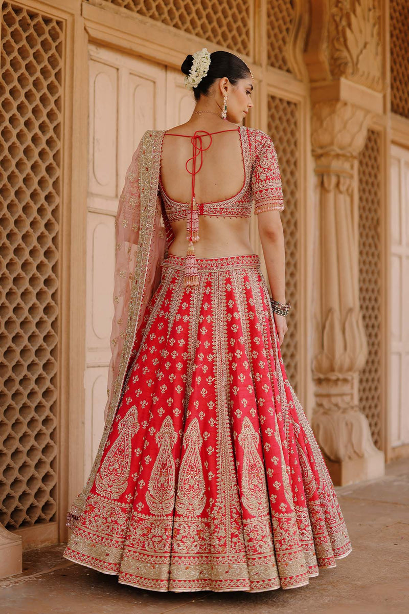 Nusrat - Hot Pink Kali-in-Kali Lehenga Set with Blouse & Dupatta