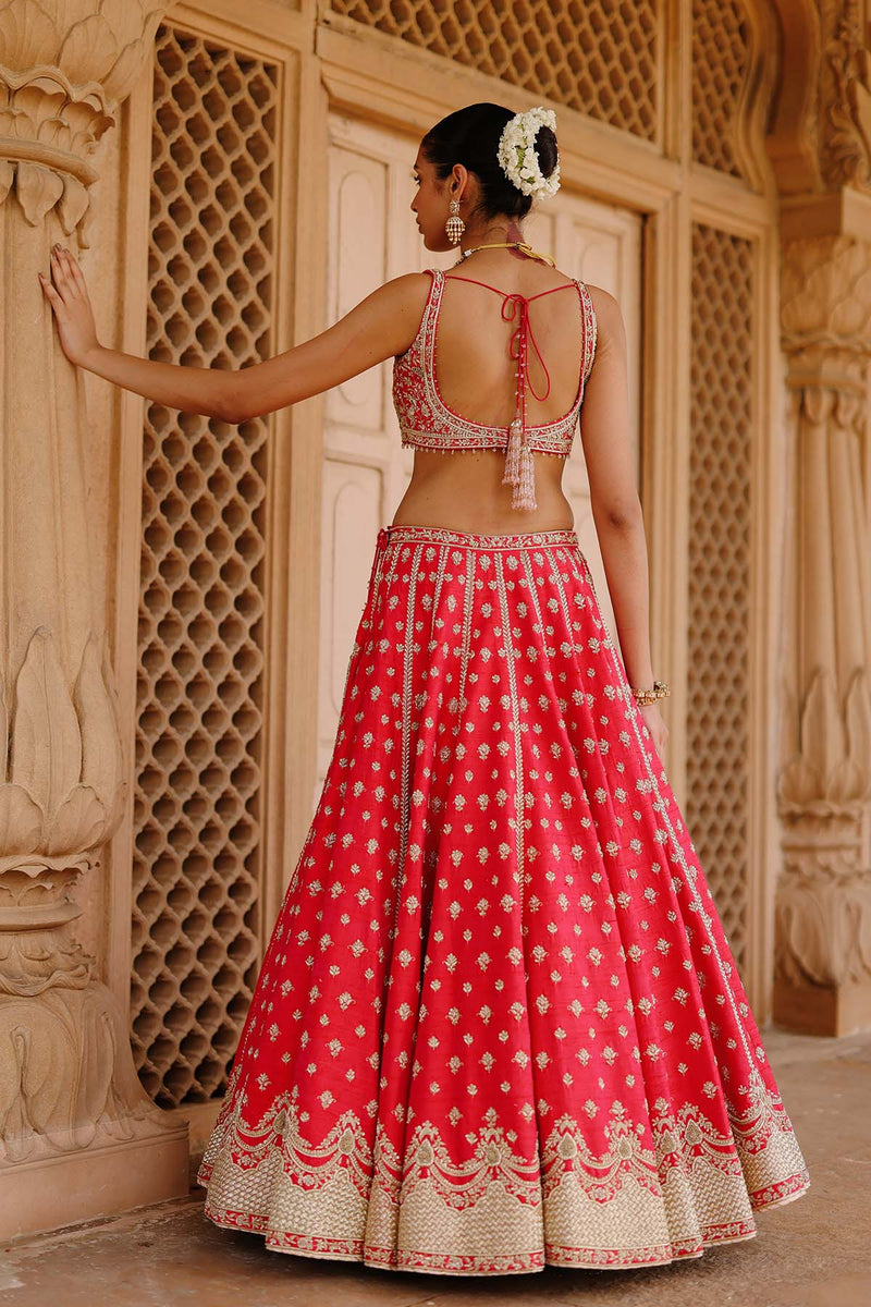 Noorbano - Hot Pink Lehenga Set with Blouse & Dupatta