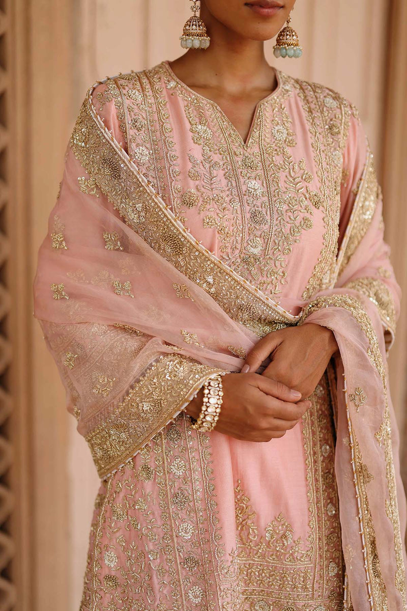 Elaya - Pink Short Kurta Set with Matching Salwar & Dupatta