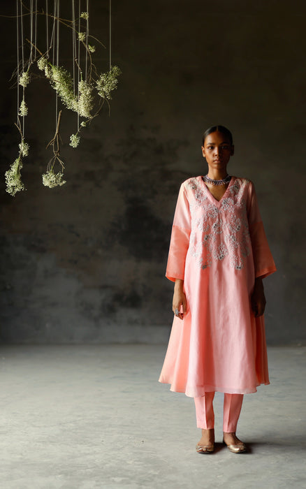 Gulabi Zariha Kurta Set