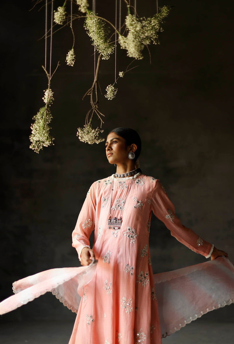 Gulabi Siyah Anarkali Set