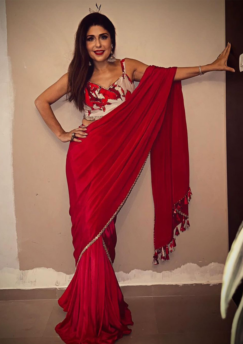 Amara Fuchsia Pleated Saree Set