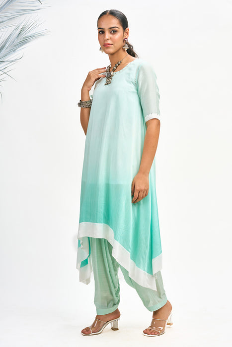 Turquoise Ombre Kurta Set