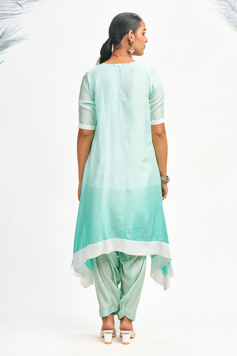 Turquoise Ombre Kurta Set