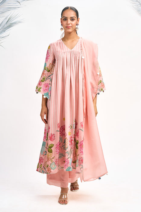 Peach Pink Digital Printed Kurta Set