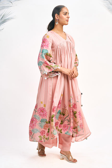 Peach Pink Digital Printed Kurta Set