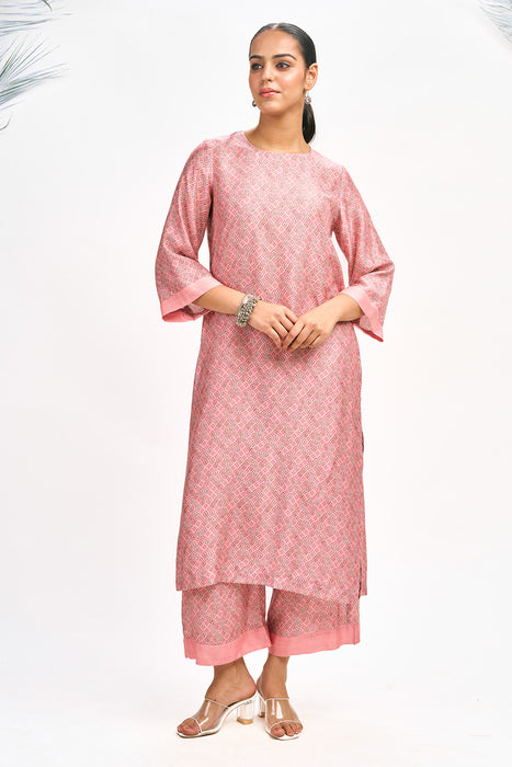 Peach Digital Printed Jacket with Kurta Set