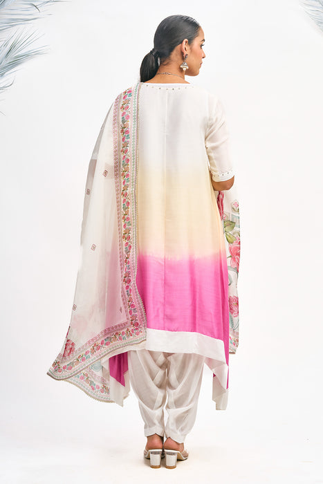 White Ombre Kurta Set