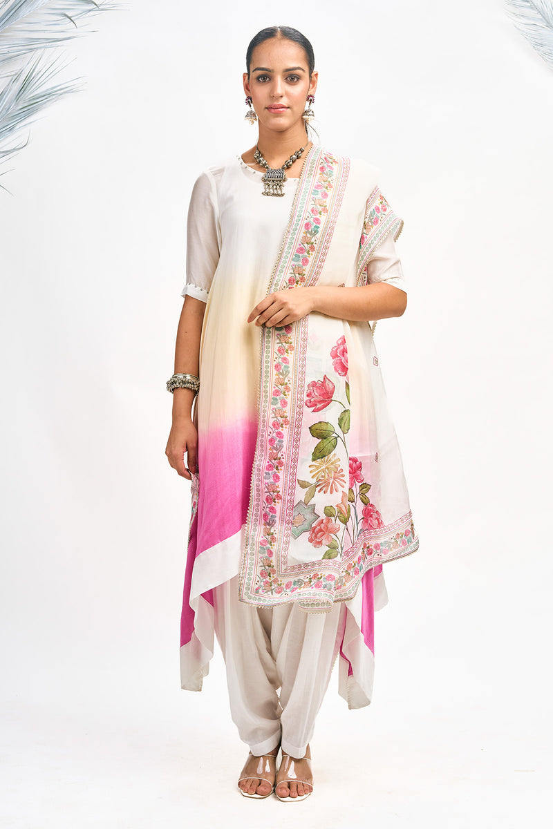 White Ombre Kurta Set